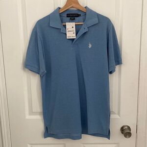 U.S Polo Assn Blue Cotton Polyester Polo Short Sleeve Shirt Mens Medium